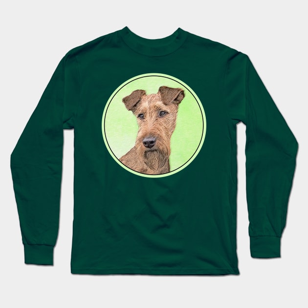 Irish Terrier Painting - Cute Original Dog Art Long Sleeve T-Shirt by Alpen Designs